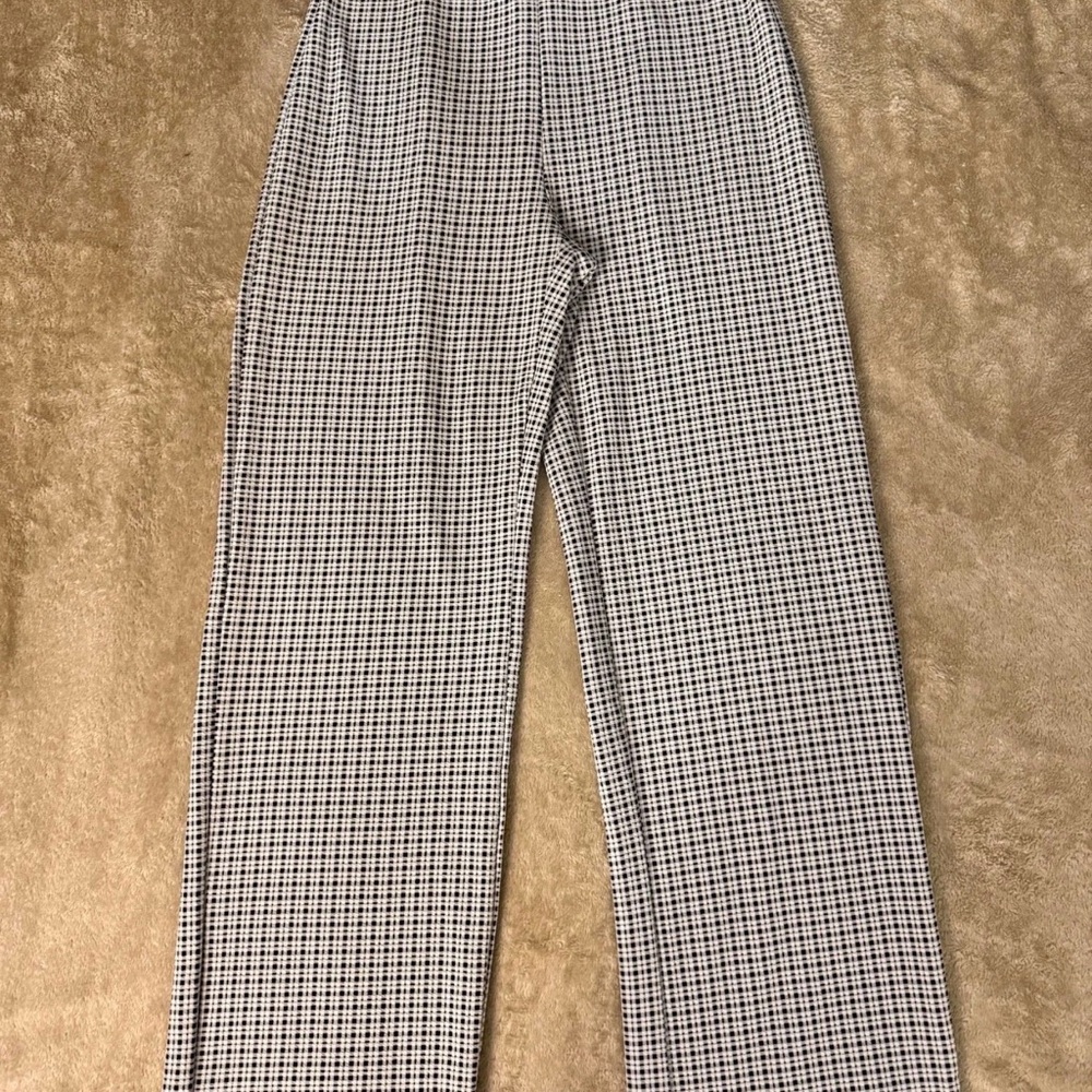 SHEIN Black & White Checked Straight Leg Trousers